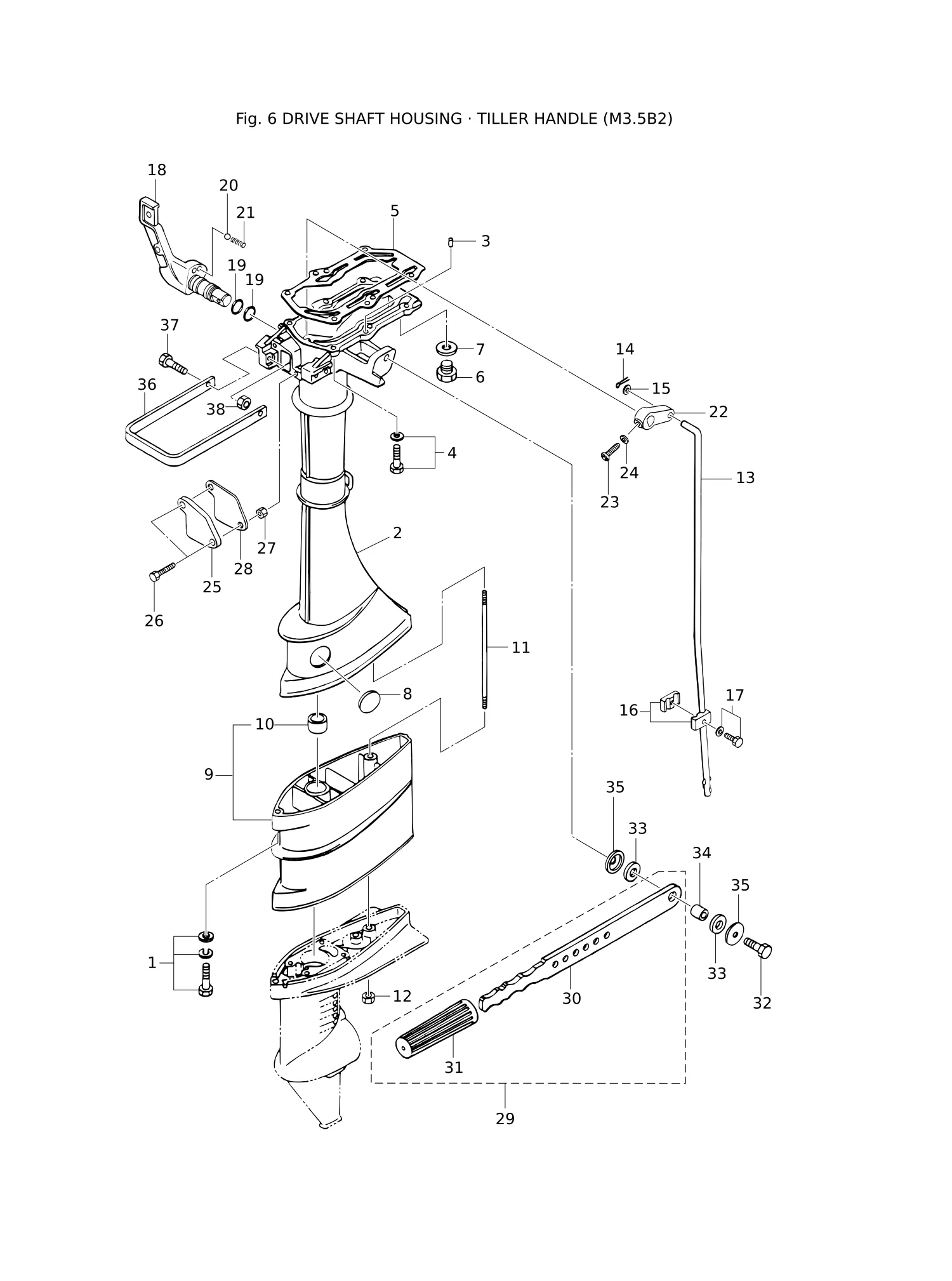 驱动轴外壳·舵柄手柄 (M3.5B2) DRIVE SHAFT HOUSING · TILLER HANDLE (M3.5B2)