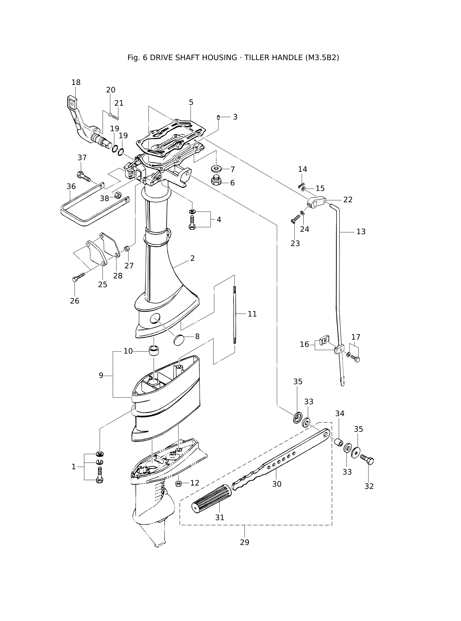 驱动轴外壳·舵柄手柄 (M3.5B2) DRIVE SHAFT HOUSING · TILLER HANDLE (M3.5B2)