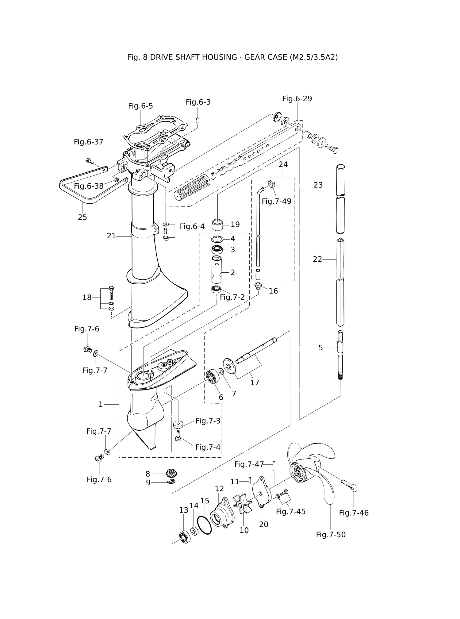 驱动轴外壳·齿轮箱 (M2.5/3.5A2) DRIVE SHAFT HOUSING · GEAR CASE (M2.5/3.5A2)