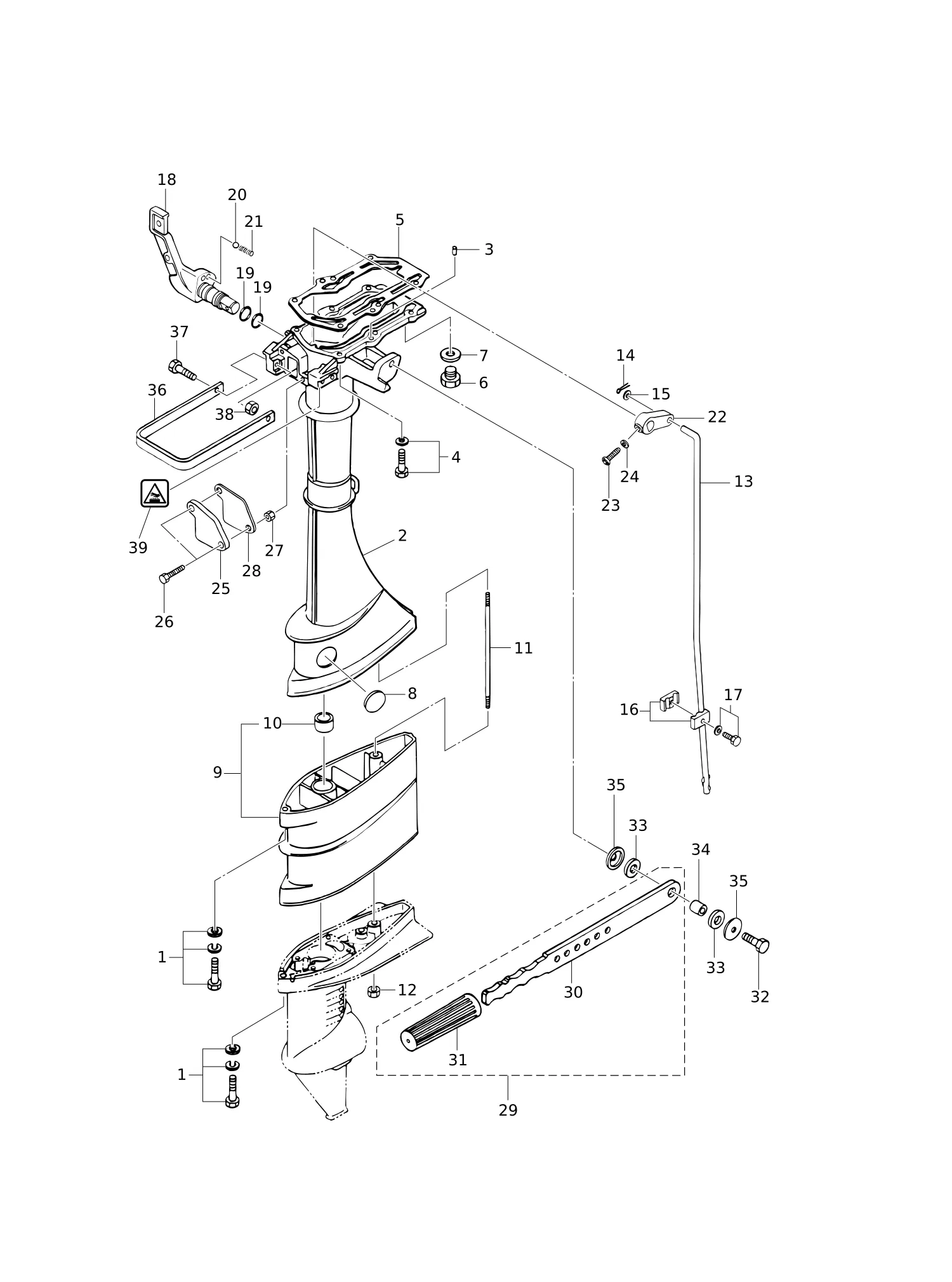 驱动轴外壳·舵柄手柄 (M3.5B2) DRIVE SHAFT HOUSING · TILLER HANDLE (M3.5B2)