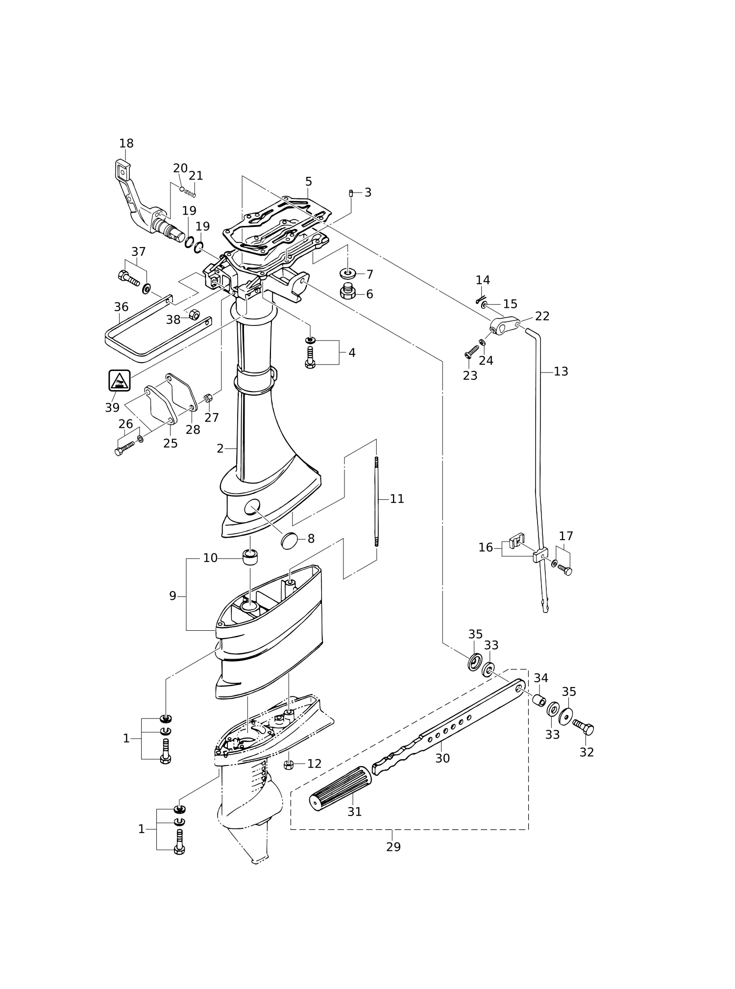 驱动轴外壳·舵柄手柄 (M3.5B2) DRIVE SHAFT HOUSING · TILLER HANDLE (M3.5B2)