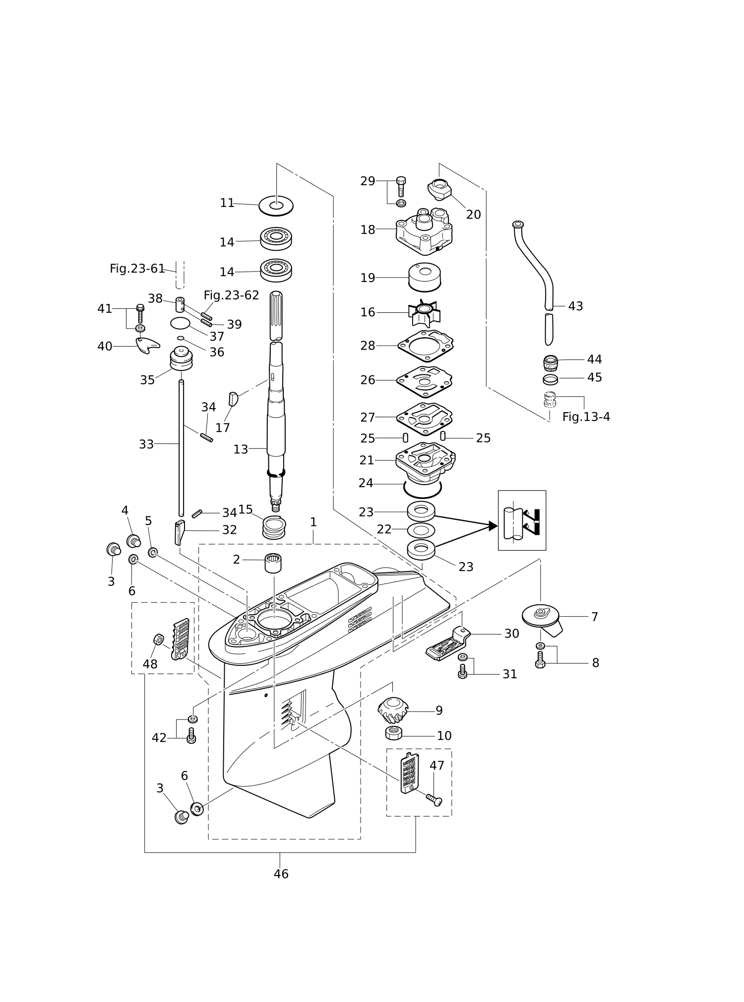 驱动轴齿轮箱 M40/50D2 GEAR CASE (DRIVE SHAFT) M40/50D2