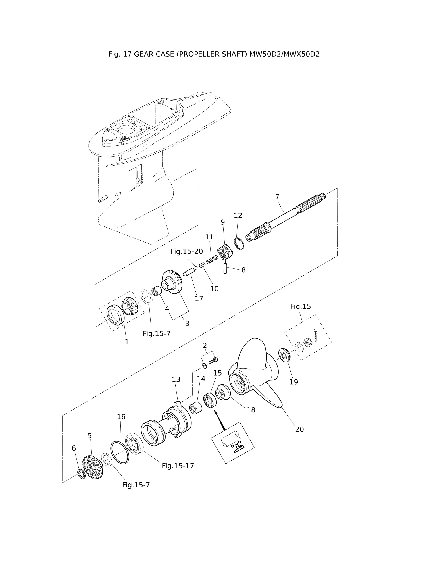 齿轮箱(螺旋桨轴) MW50D2/MWX50D2 GEAR CASE (PROPELLER SHAFT) MW50D2/MWX50D2