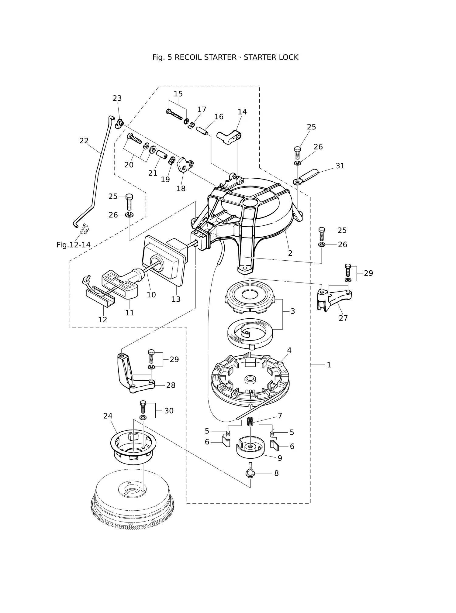 反冲启动器·启动锁 RECOIL STARTER · STARTER LOCK