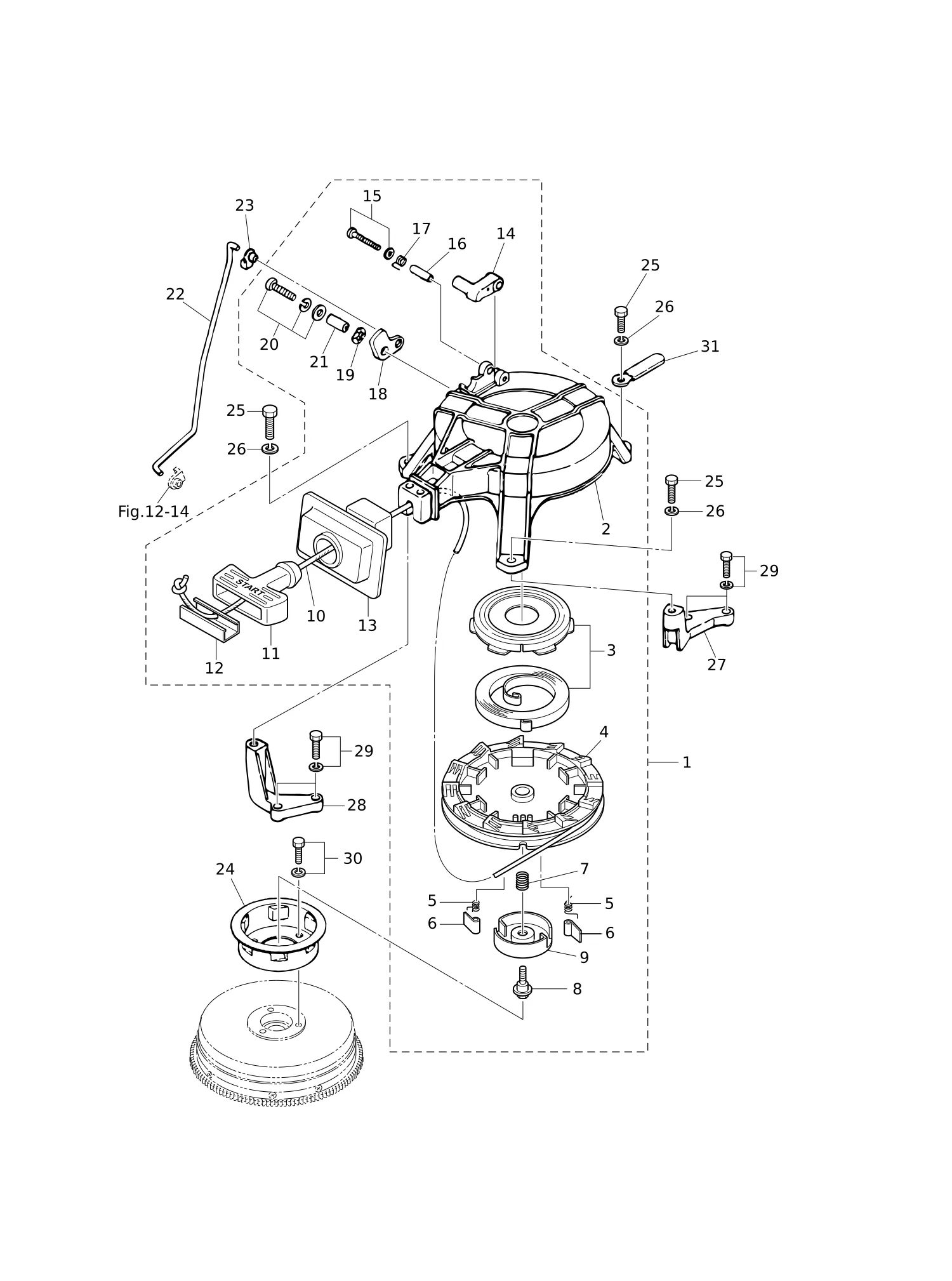 反冲启动器·启动锁 RECOIL STARTER · STARTER LOCK