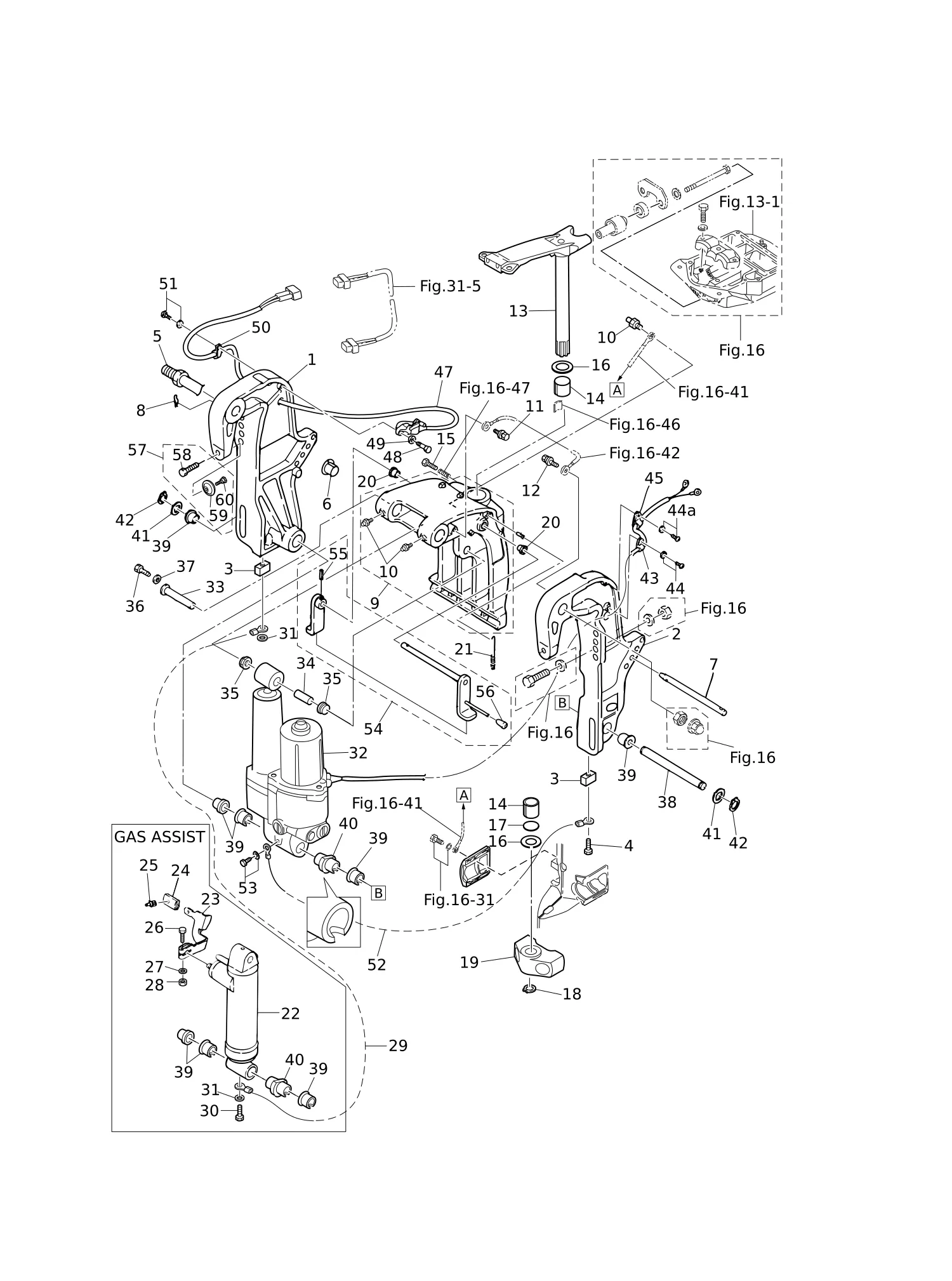 支架(2)动力升降倾斜装置/气动辅助 BRACKET (2) POWER TRIM & TILT/GAS ASSIST