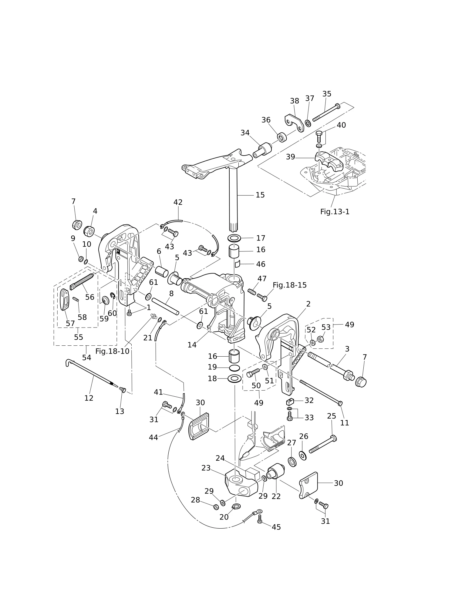 支架(1)手动倾斜装置(EFO/EPO型号) BRACKET (1) MANUAL TILT (EFO/EPO MODEL)